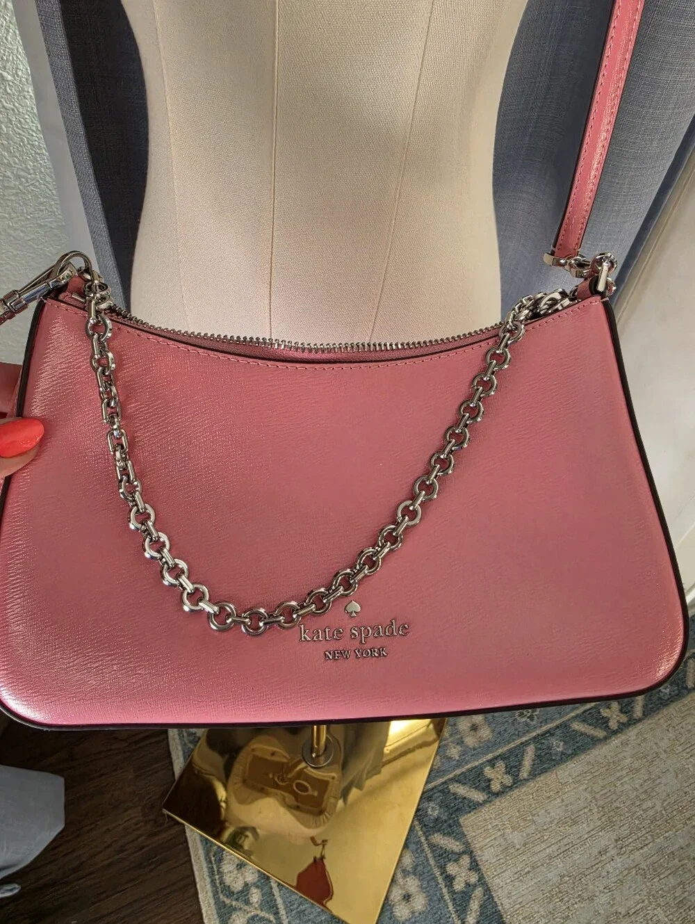 Kate Spade Margot Textured Leather Pink Crossbody - Picture 3 of 11